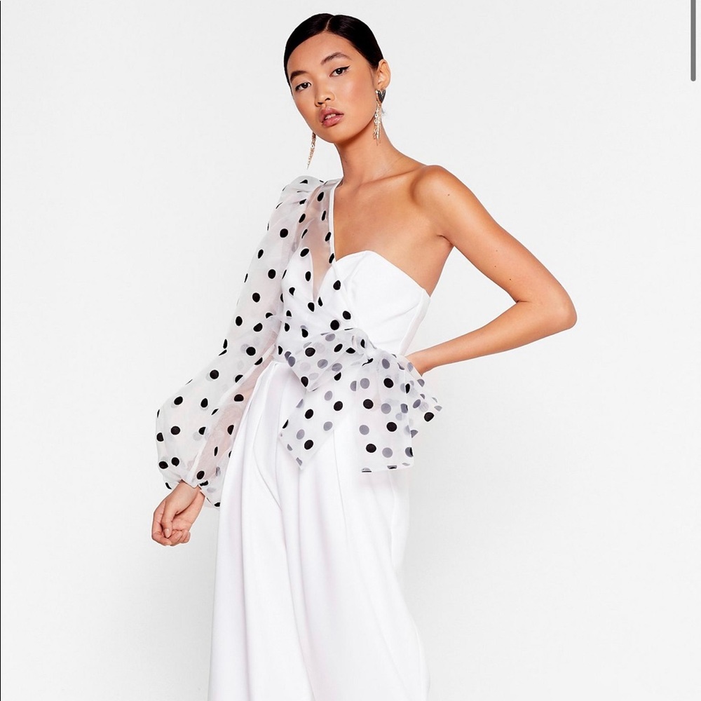 White polka dot jumpsuit